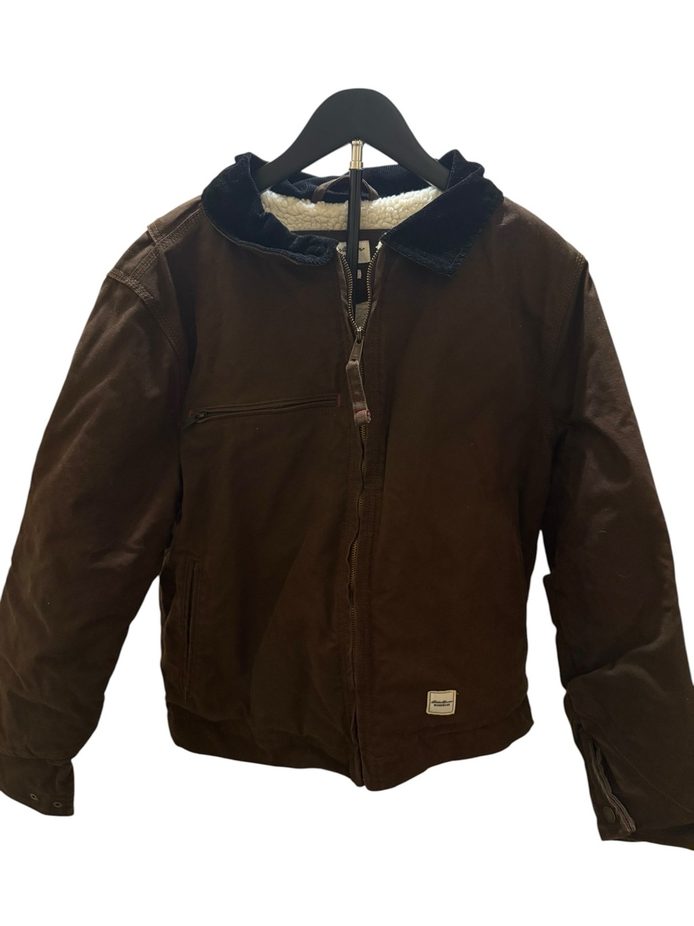 Eddie Bauer Dark Brown Puffer Jacket with Black Corduroy Collar